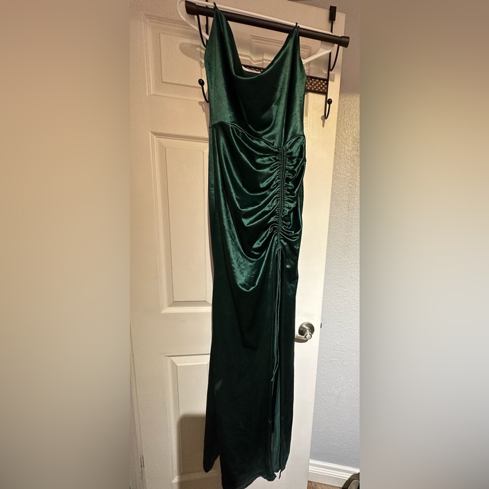Formal Satin Emerald Green Dress